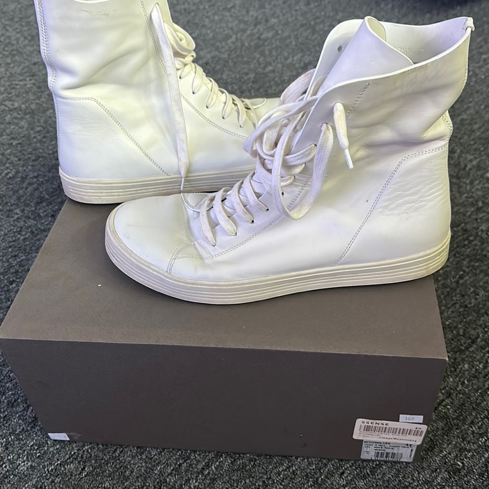 RICK OWENS SCARPE IN PELLE SNEAKERS MILK AND MILK